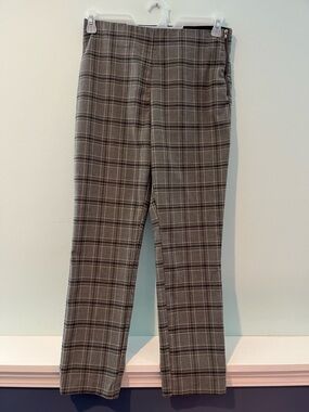 Nine West Women’s Plaid Side Zip Skinny Dress Pants Gray Black, Size 10